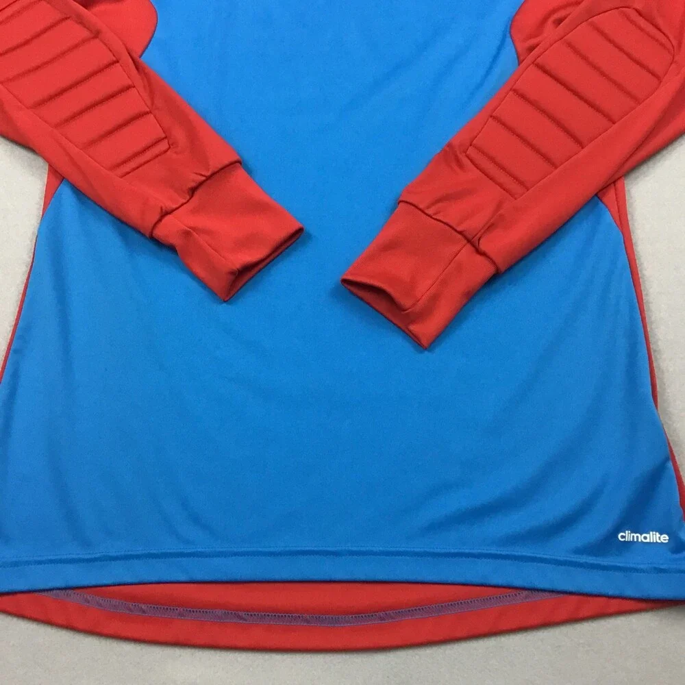Adidas Jersey Men Medium Blue Solid Soccer Goalkeeper Shirt Padded Climalite M